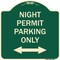 Signmission Night Permit Parking W/ Bi-Directional Arrow Heavy-Gauge Aluminum Sign, 18" x 18", G-1818-23860 A-DES-G-1818-23860 - alternate 1